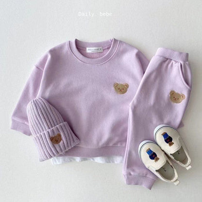 Winter Warm Fleece Baby Clothes Set | Korean-Style Tracksuit | PEEK-AH-BOO