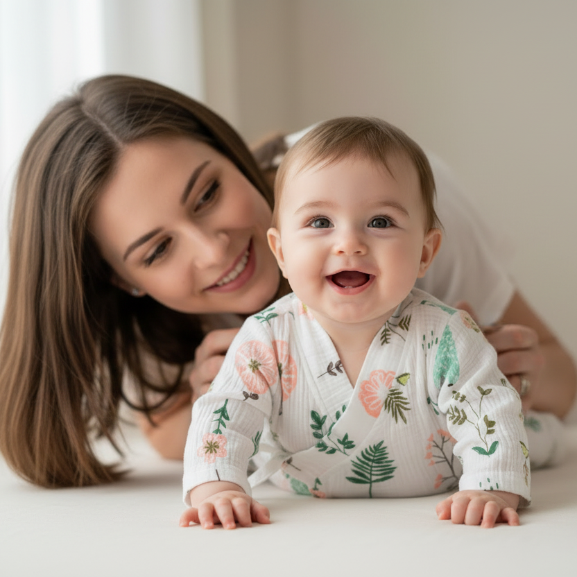Kimono Style Baby Summer Romper | PEEK-AH-BOO