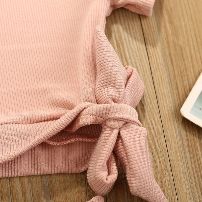Baby Girl 2-Piece Summer Cotton Set | Ruffle Top & Shorts | PEEK-AH-BOO