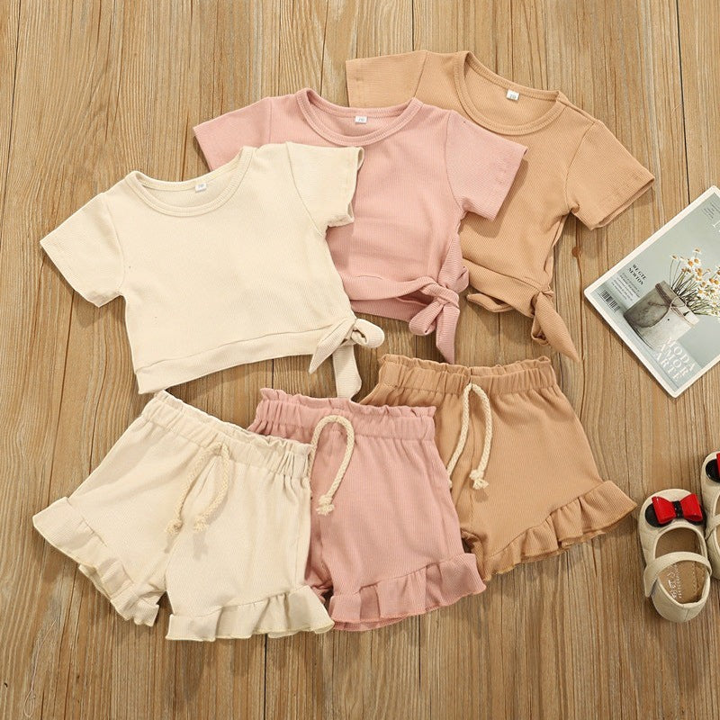 Baby Girl 2-Piece Summer Cotton Set | Ruffle Top & Shorts | PEEK-AH-BOO