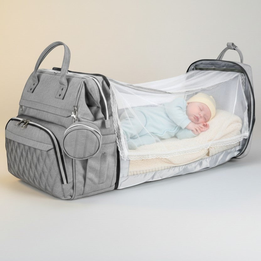 Multifunctional Diaper Bag Backpack with Foldable Travel Bassinet | PEEK-AH-BOO