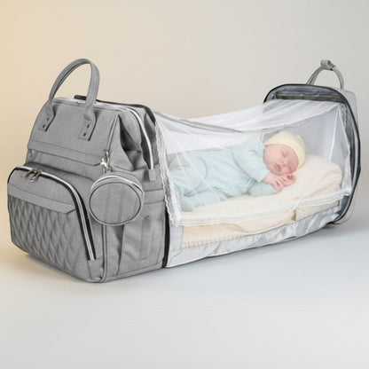 Multifunctional Diaper Bag Backpack with Foldable Travel Bassinet | PEEK-AH-BOO