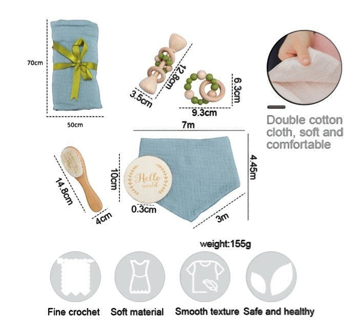 Bopoobo 6-Piece Bunny Baby Gift Set | Swaddle, Rattle & Milestones| PEEK-AH-BOO