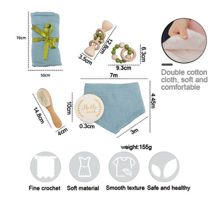Bopoobo 6-Piece Bunny Baby Gift Set | Swaddle, Rattle & Milestones| PEEK-AH-BOO