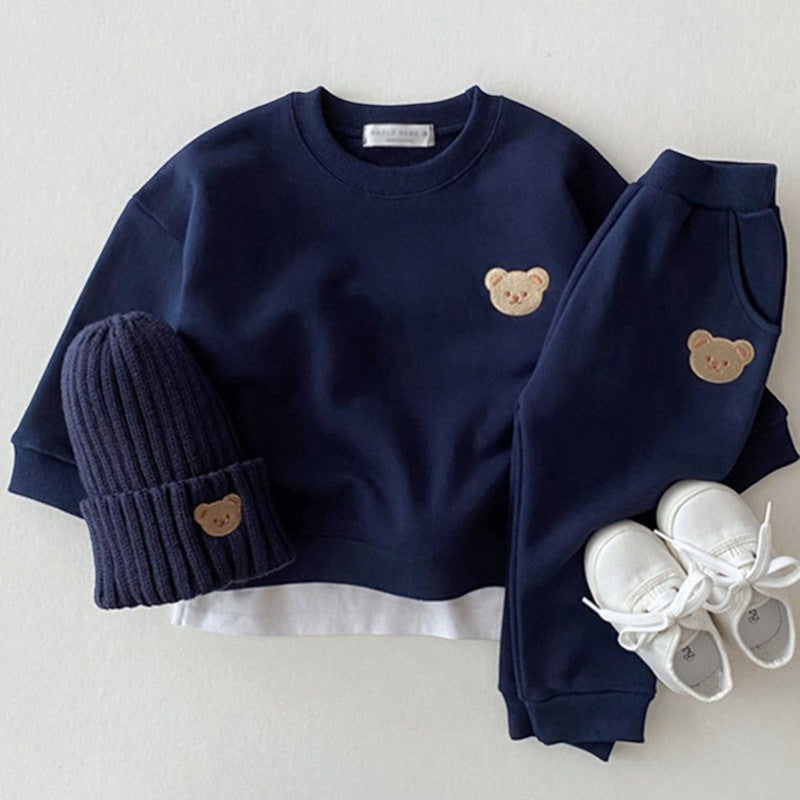 Winter Warm Fleece Baby Clothes Set | Korean-Style Tracksuit | PEEK-AH-BOO