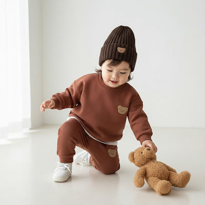 Winter Warm Fleece Baby Clothes Set | Korean-Style Tracksuit | PEEK-AH-BOO