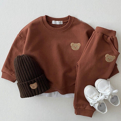 Winter Warm Fleece Baby Clothes Set | Korean-Style Tracksuit | PEEK-AH-BOO