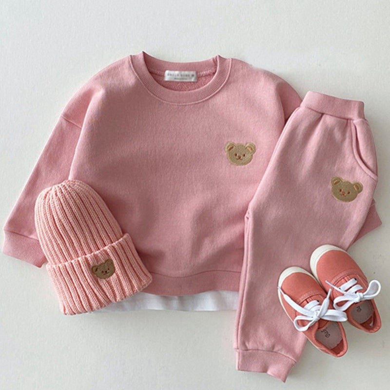Winter Warm Fleece Baby Clothes Set | Korean-Style Tracksuit | PEEK-AH-BOO