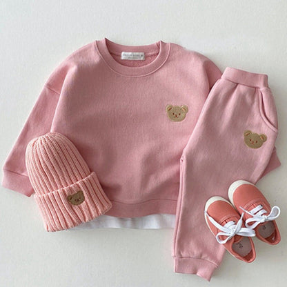 Winter Warm Fleece Baby Clothes Set | Korean-Style Tracksuit | PEEK-AH-BOO