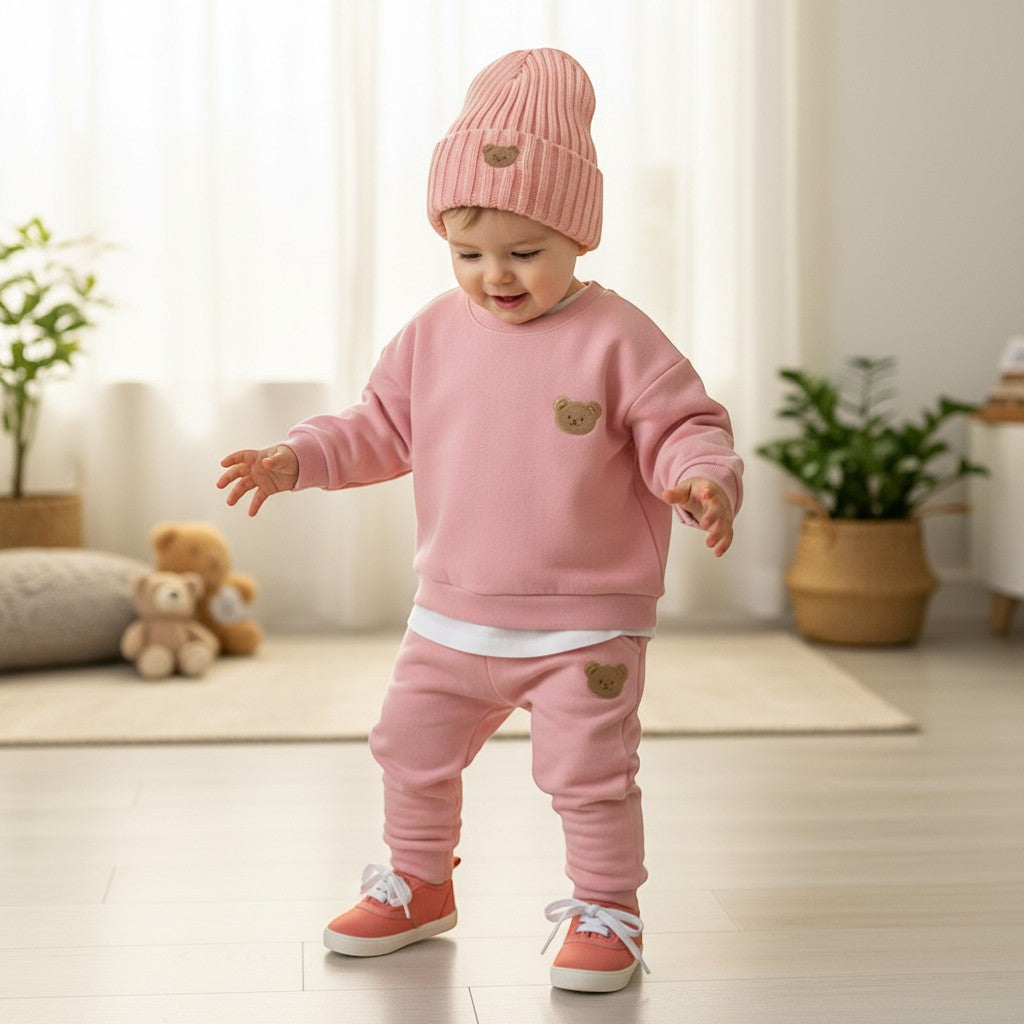 Winter Warm Fleece Baby Clothes Set | Korean-Style Tracksuit | PEEK-AH-BOO