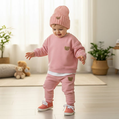 Winter Warm Fleece Baby Clothes Set | Korean-Style Tracksuit | PEEK-AH-BOO