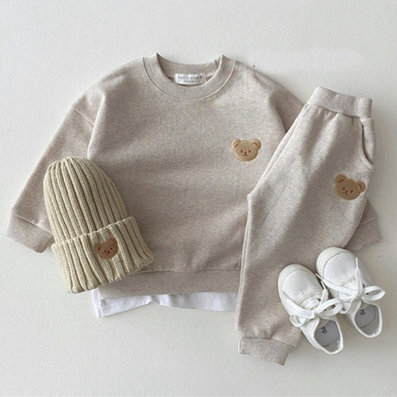 Winter Warm Fleece Baby Clothes Set | Korean-Style Tracksuit | PEEK-AH-BOO