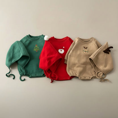 Santa Claus Embroidered Baby One-Piece | PEEK-AH-BOO