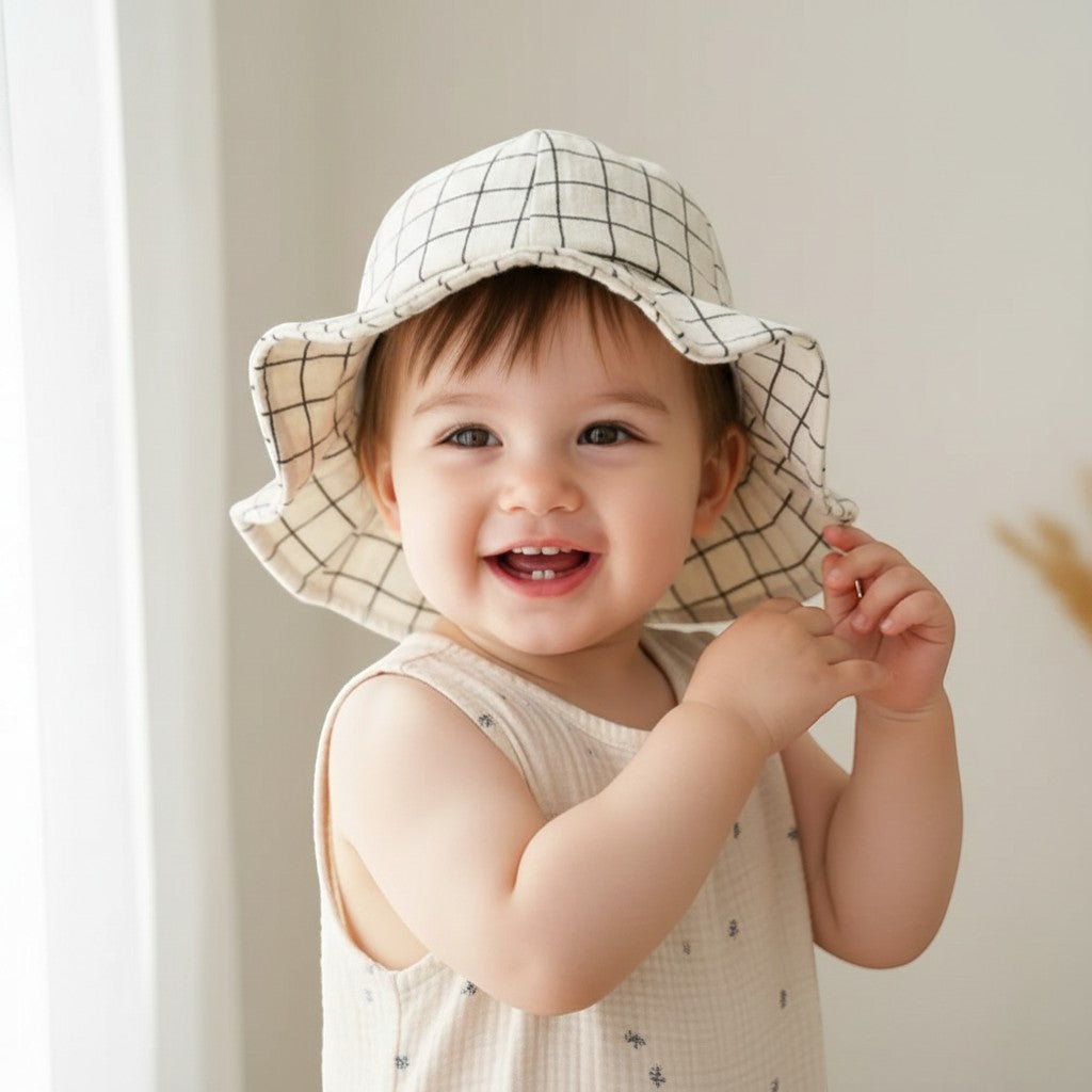 Wide Brim Baby Sun Hat | Sweet Bow Summer Beach Cap | PEEK-AH-BOO