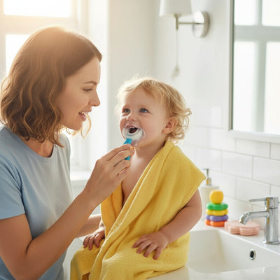 Silicone Baby Toothbrush | Food-Grade Soft Bristle U-Shaped Trainer | PEEK-AH-BOO