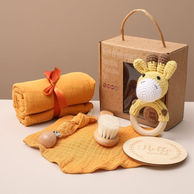Bopoobo 6-Piece Bunny Baby Gift Set | Swaddle, Rattle & Milestones| PEEK-AH-BOO