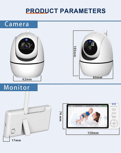 HD Wireless Baby Monitor with 5.0" HD LCD Screen & Crying Detection | PEEK-AH-BOO