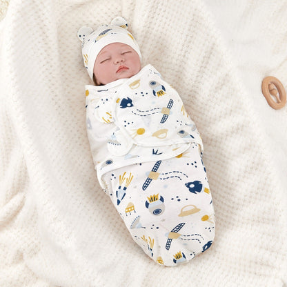 Cotton Baby Swaddle Blanket & Matching Hat Set | PEEK-AH-BOO