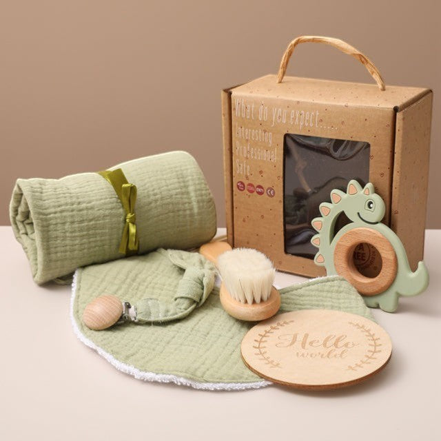 Bopoobo 6-Piece Bunny Baby Gift Set | Swaddle, Rattle & Milestones| PEEK-AH-BOO