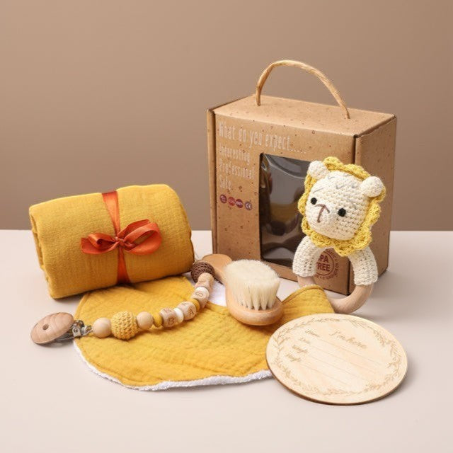 Bopoobo 6-Piece Bunny Baby Gift Set | Swaddle, Rattle & Milestones| PEEK-AH-BOO