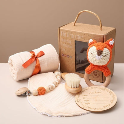 Bopoobo 6-Piece Bunny Baby Gift Set | Swaddle, Rattle & Milestones| PEEK-AH-BOO
