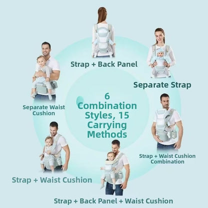 3-in-1 All-Season Baby Carrier with Ergonomic Waist Stool | PEEK-AH-BOO