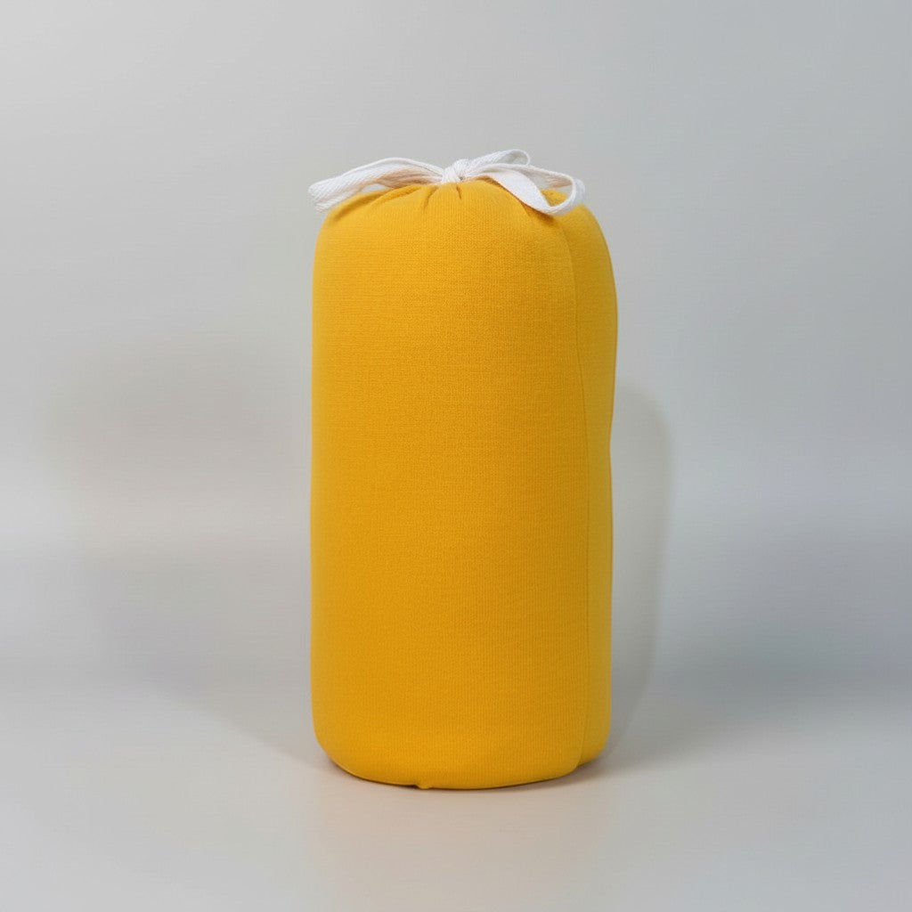 Peek Ah Boo yellow ergonomic baby wrap carrier, soft-stretch breathable fabric, adjustable straps, travel sling.