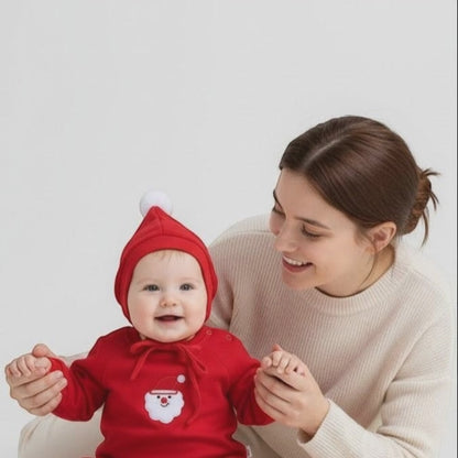 Santa Claus Embroidered Baby One-Piece | PEEK-AH-BOO