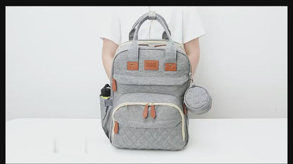 Multifunctional Diaper Bag Backpack with Foldable Travel Bassinet | PEEK-AH-BOO