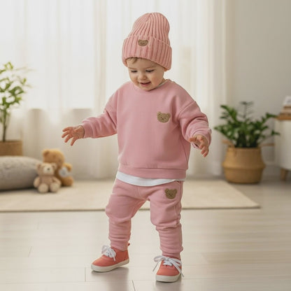 Winter Warm Fleece Baby Clothes Set | Korean-Style Tracksuit | PEEK-AH-BOO