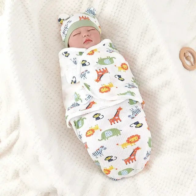 Cotton Baby Swaddle Blanket With Hat Product Images Baby